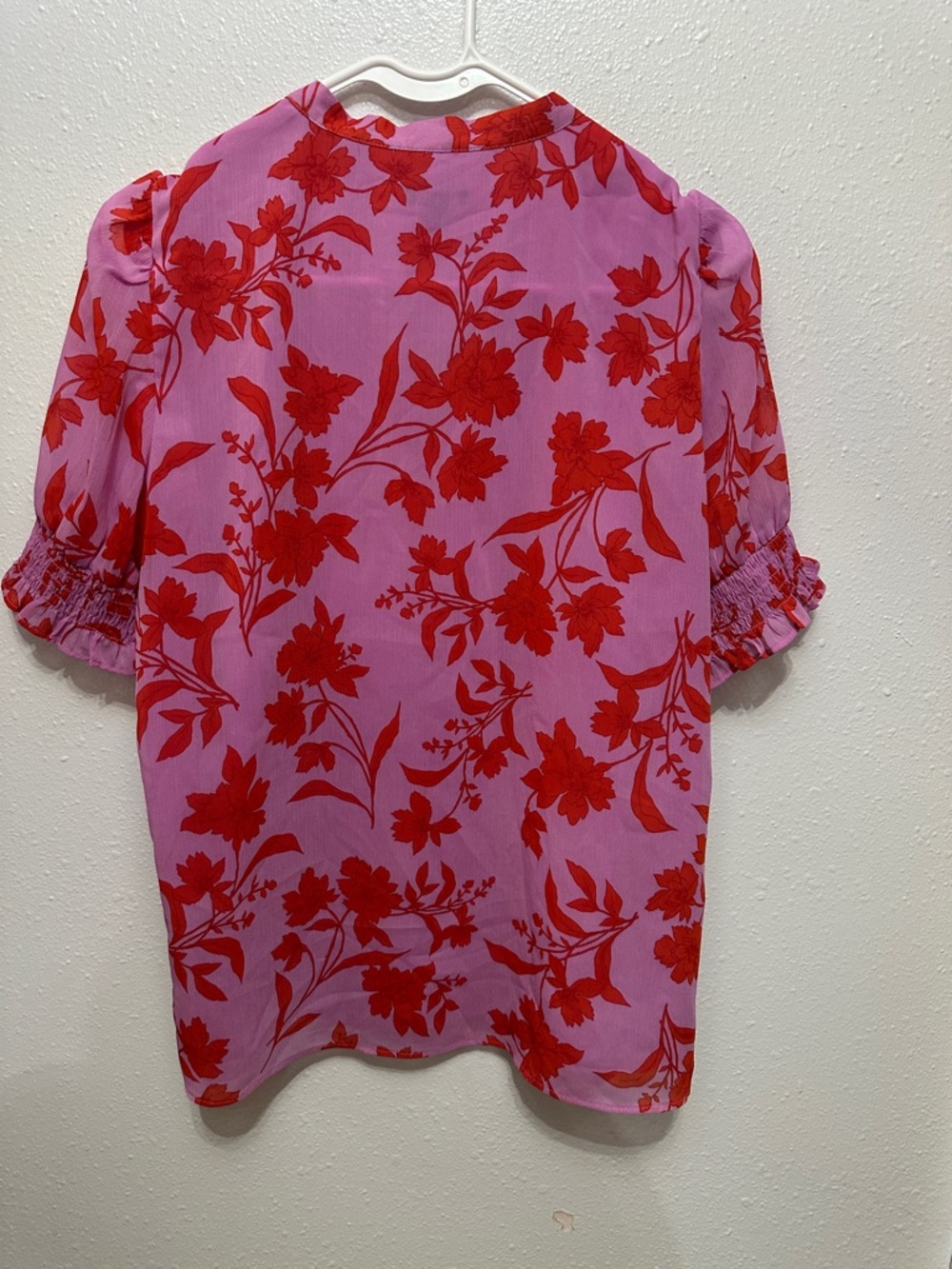 Ann Taylor Pink Blouse with Red Floral Print - Picture 5 of 8